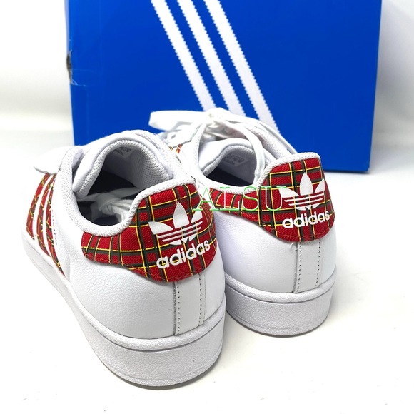 Adidas Superstar Leather White Red Women Sneakers - Picture 8 of 11
